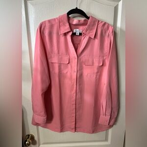 Denim&Co Pink Button-Up Blouse